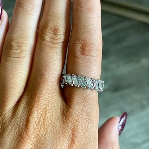 Crystal Rhinestone baguette Ring Silver Style Luxe Sparkle